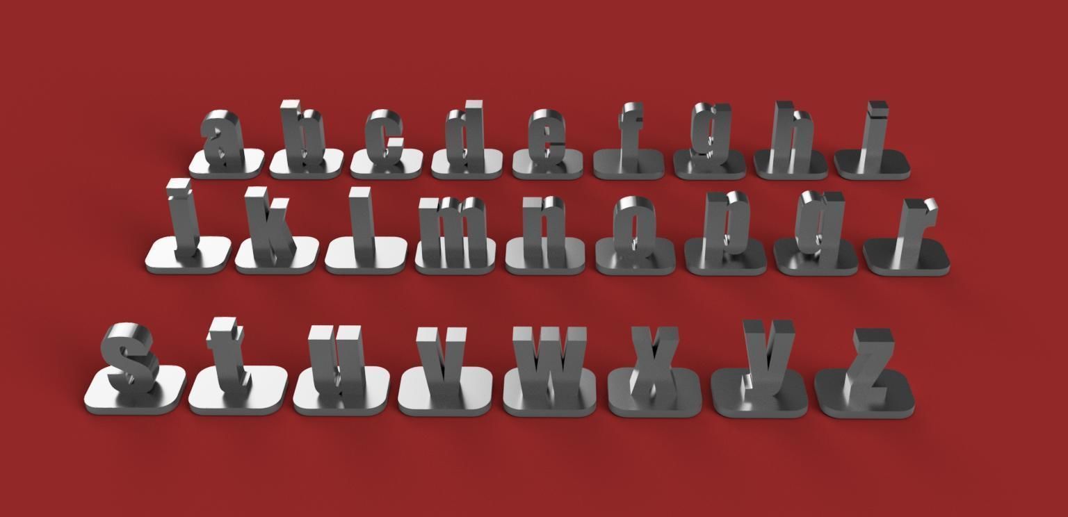 VERTICAL-1 uppercase and lowercase  3D letters STL file 3D print model_1