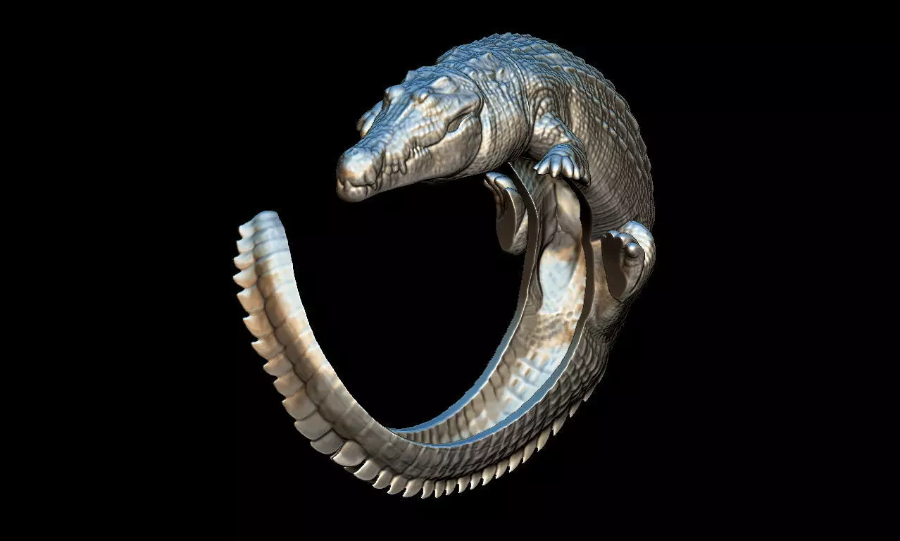 Cocodrile ring 3D print model_0