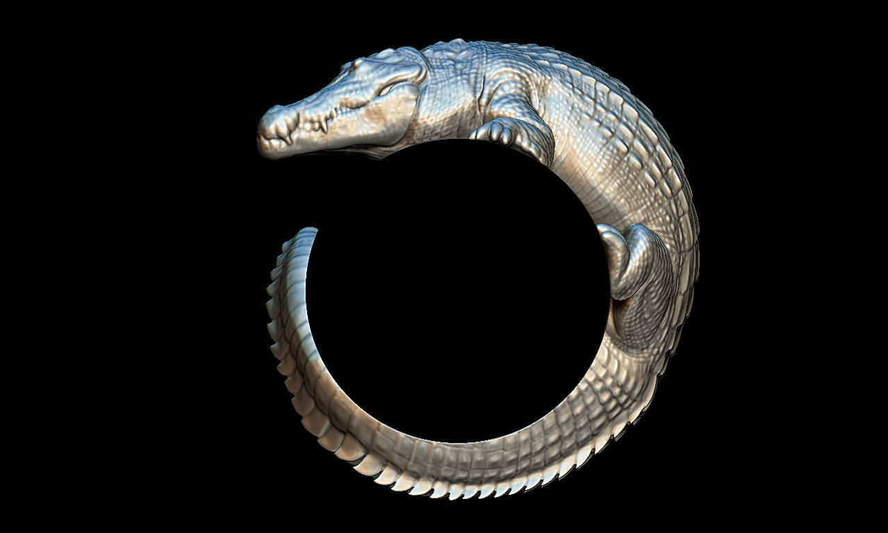 Cocodrile ring 3D print model_5