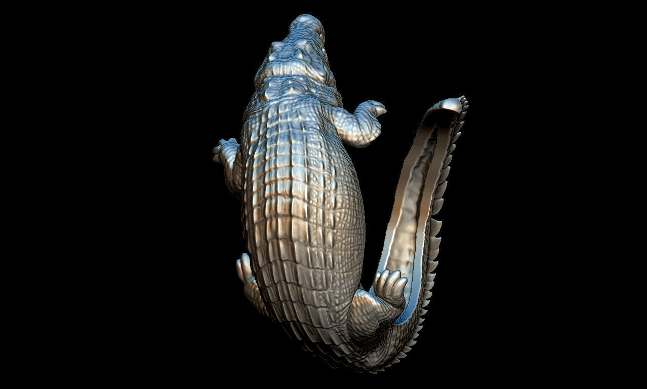 Cocodrile ring 3D print model_3