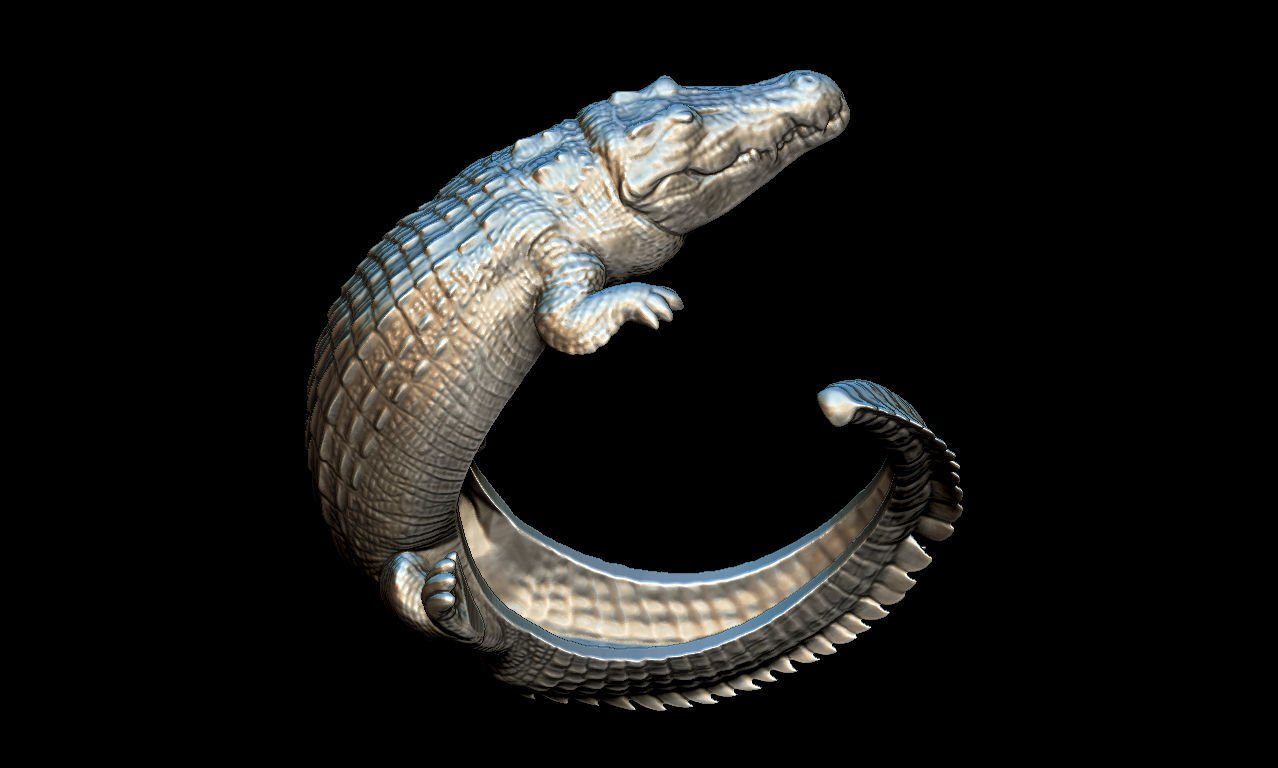 Cocodrile ring 3D print model_2