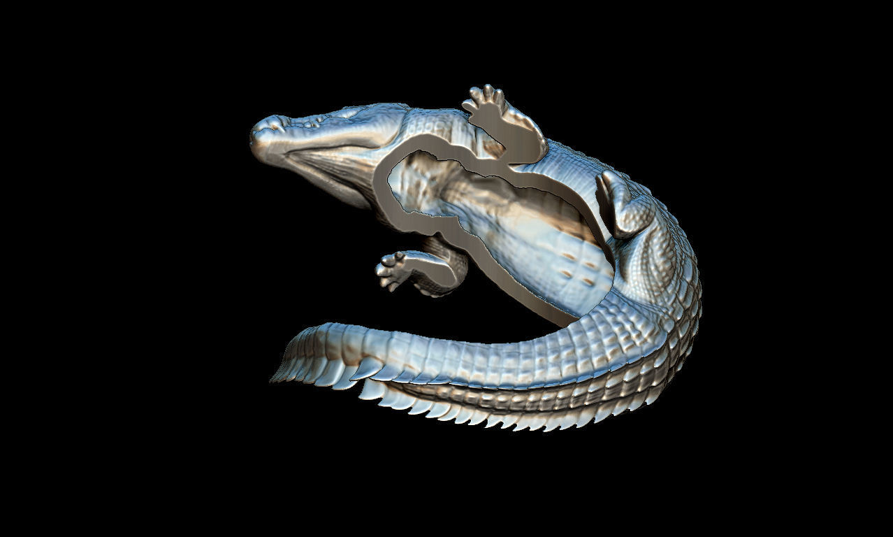 Cocodrile ring 3D print model_8