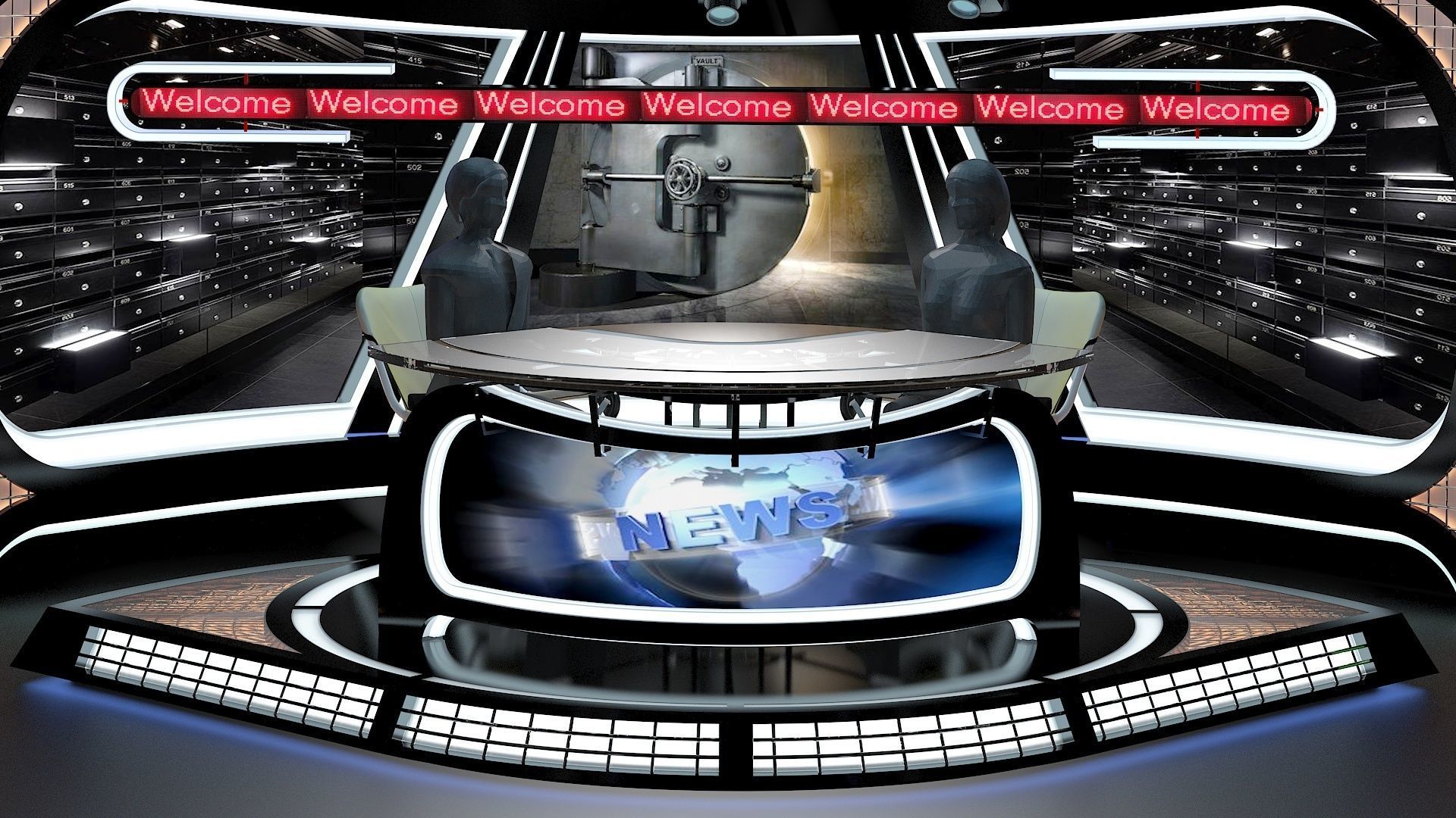 Virtual TV Studio News Set 34 3D model_14