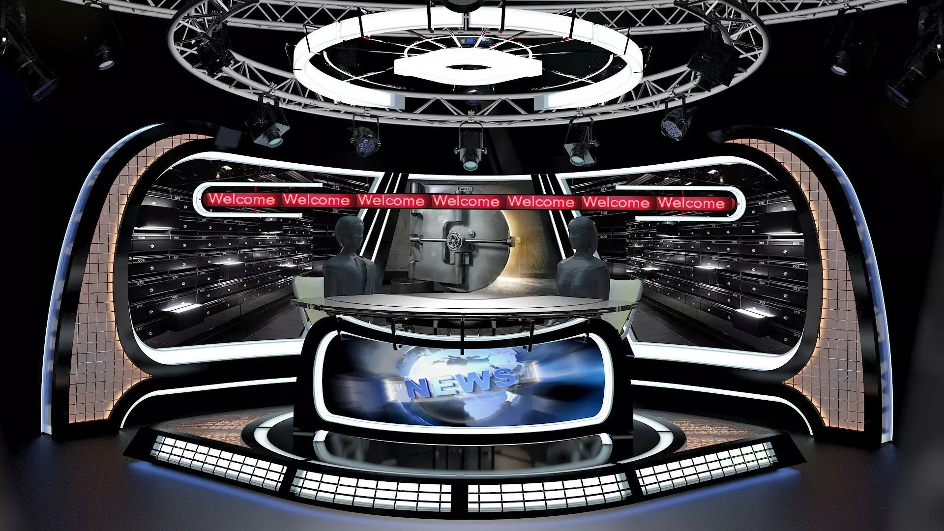 Virtual TV Studio News Set 34 3D model_0