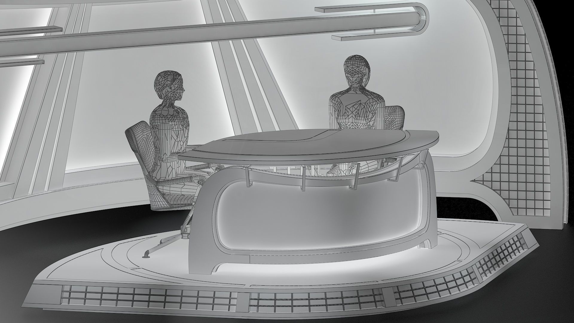 Virtual TV Studio News Set 34 3D model_13