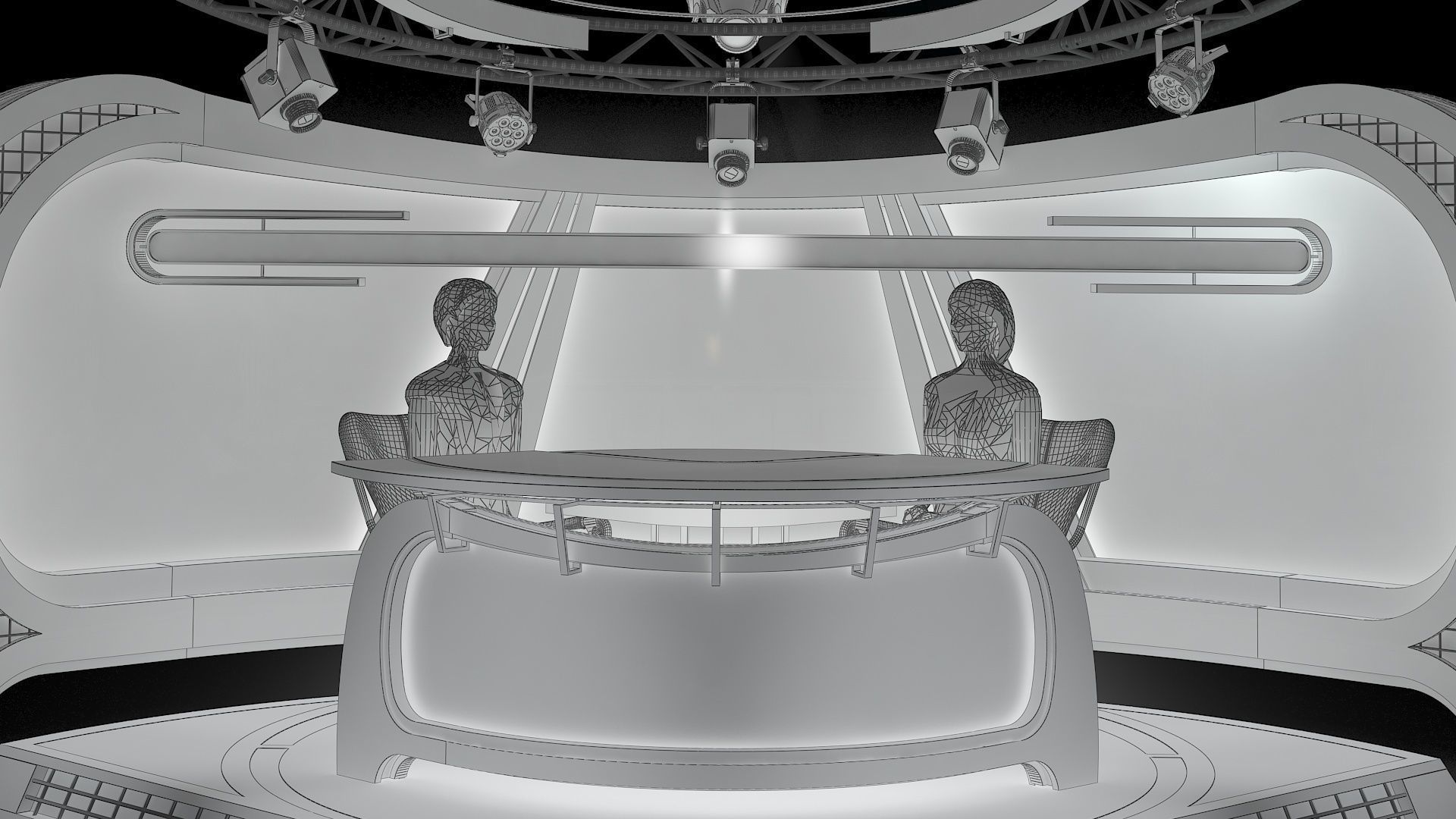 Virtual TV Studio News Set 34 3D model_17