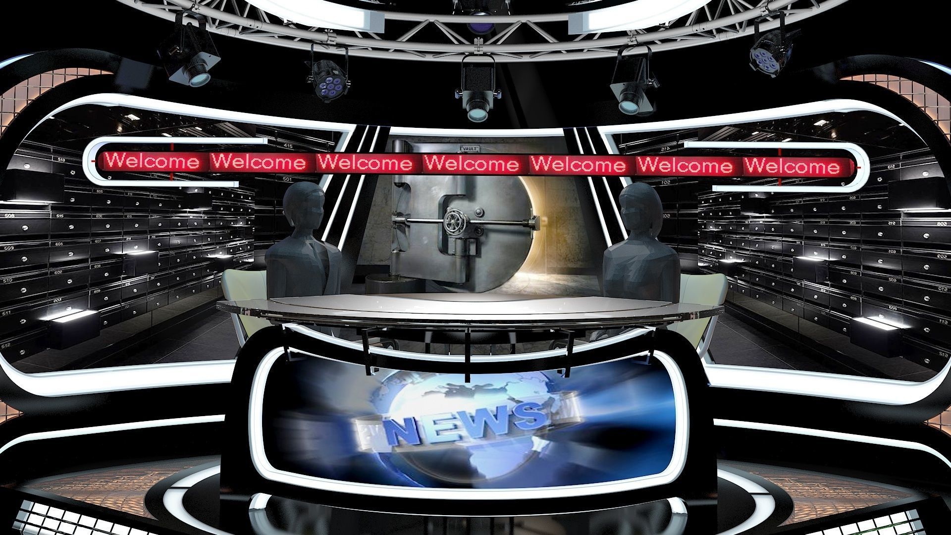 Virtual TV Studio News Set 34 3D model_16