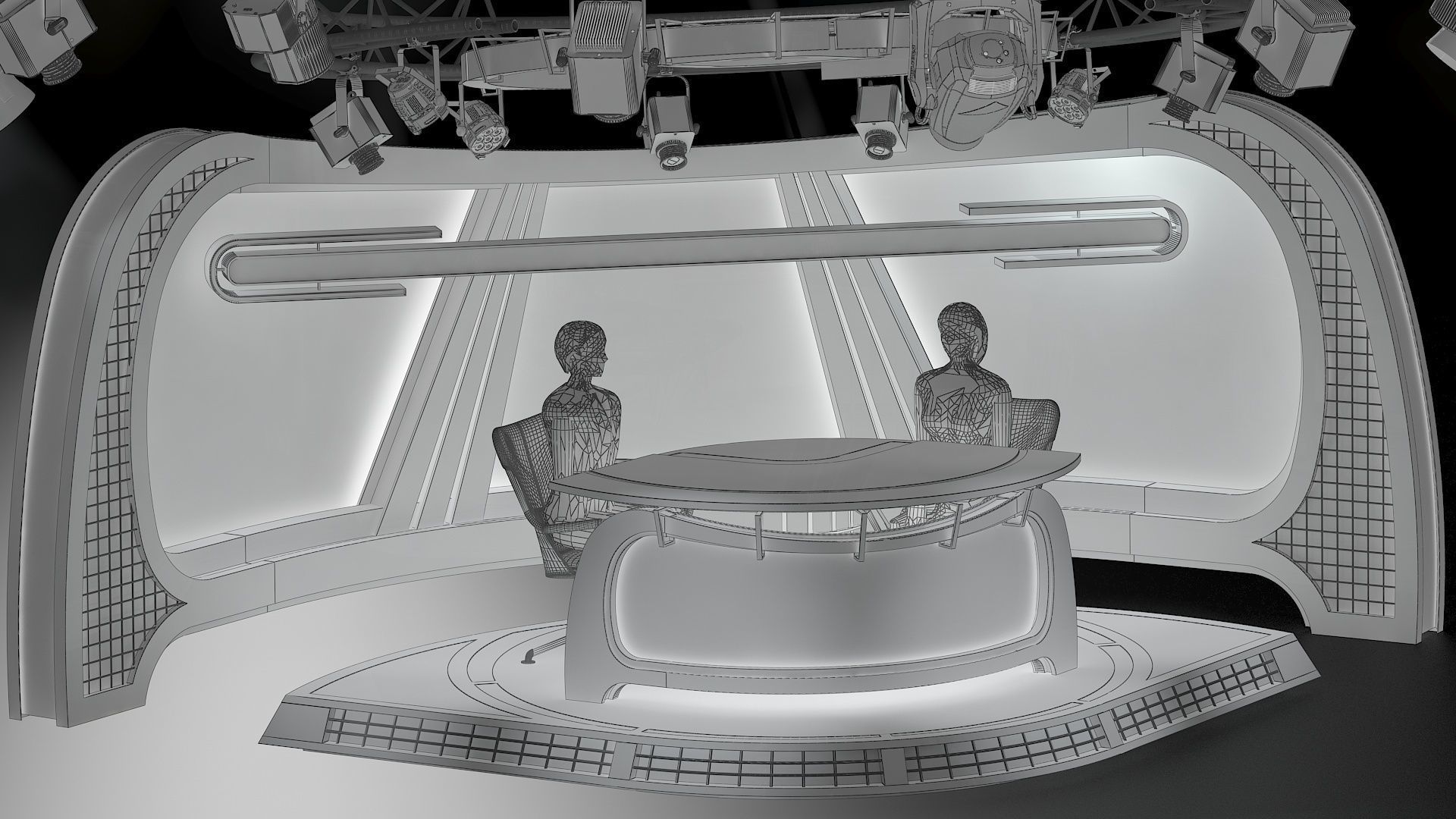 Virtual TV Studio News Set 34 3D model_9