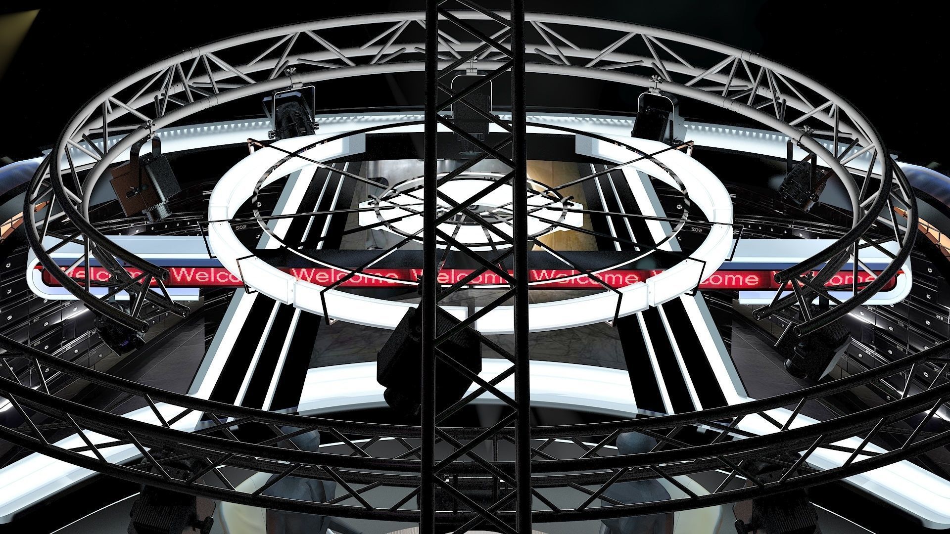 Virtual TV Studio News Set 34 3D model_3