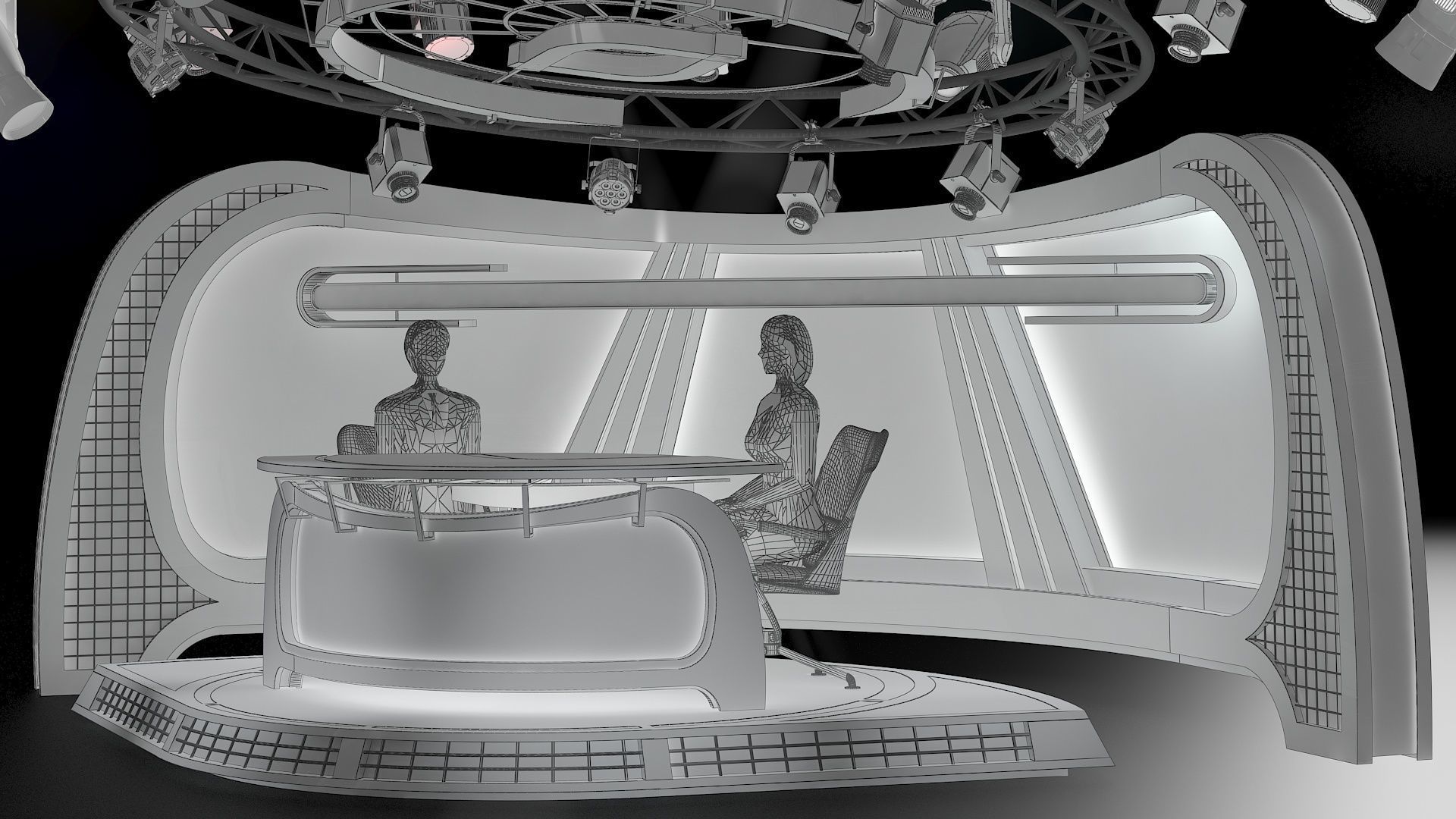 Virtual TV Studio News Set 34 3D model_11