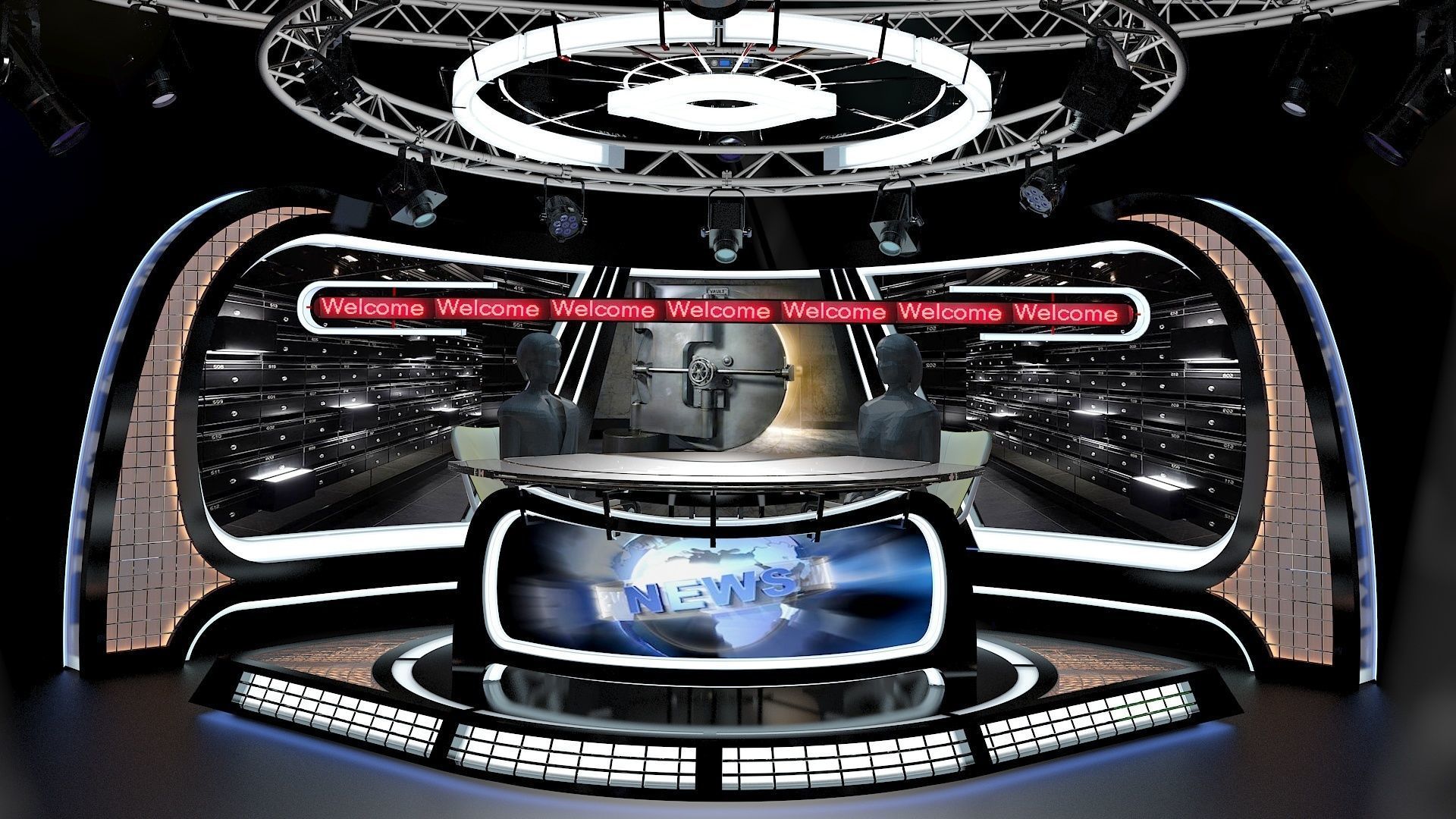 Virtual TV Studio News Set 34 3D model_26