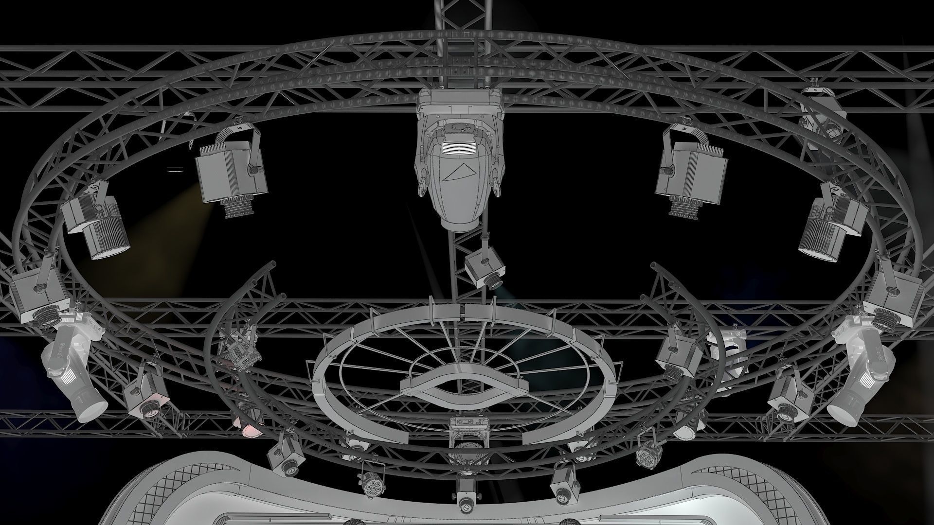 Virtual TV Studio News Set 34 3D model_6