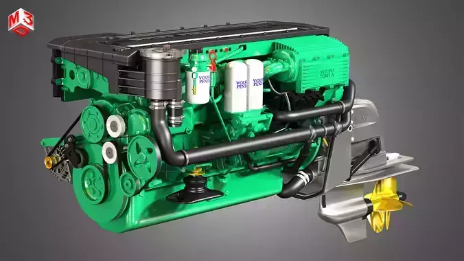 Penta D6-330 Engine - 6 Cylinder Marine Engine 3D model