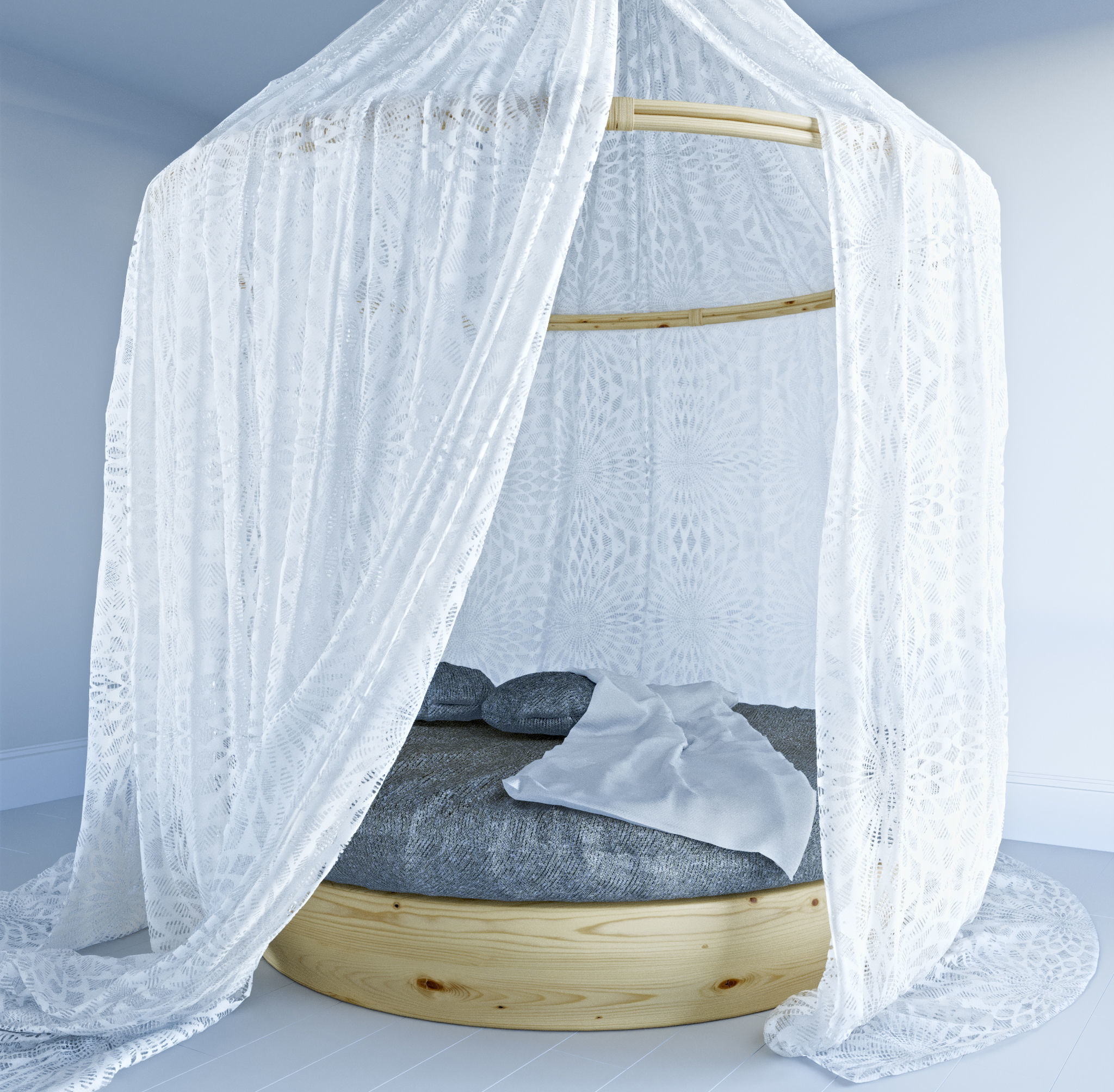 3d Queen Bed Canopies And Draperies Cgtrader