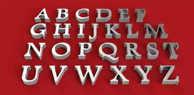 FOOTLIGHT font uppercase and lowercase 3D Letters STL FILE