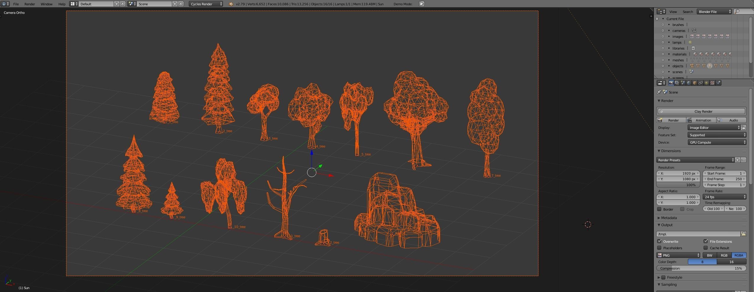 Low-poly trees set of and rocks Free low-poly 3D model_3