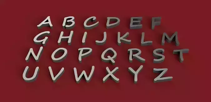 SEGOE SCRIPT font uppercase and lowercase 3D Letters STL FILE 3D print model