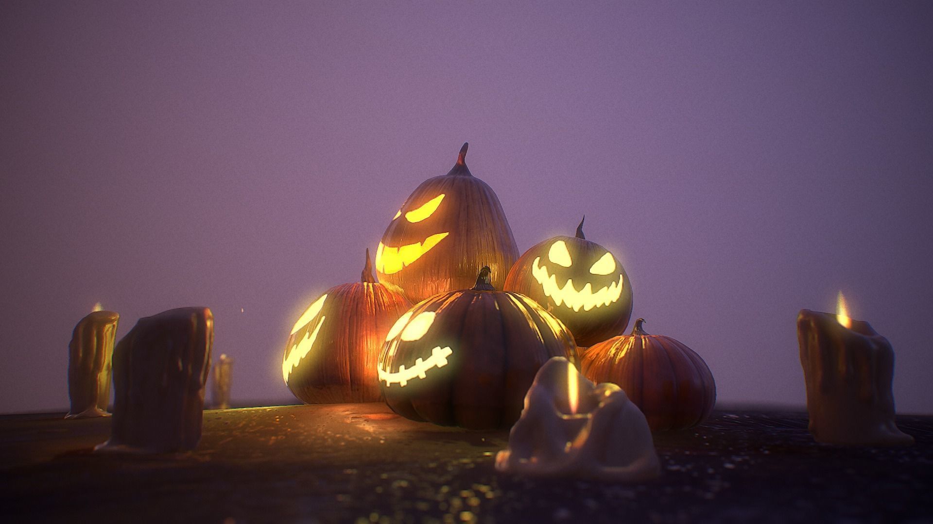 Halloween Pumpkins Low-poly 3D model_17