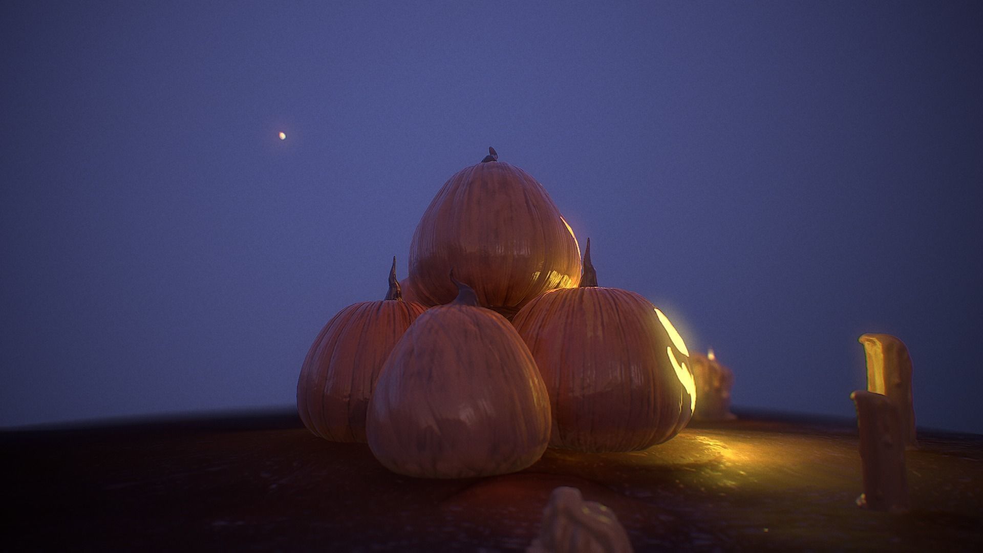 Halloween Pumpkins Low-poly 3D model_7