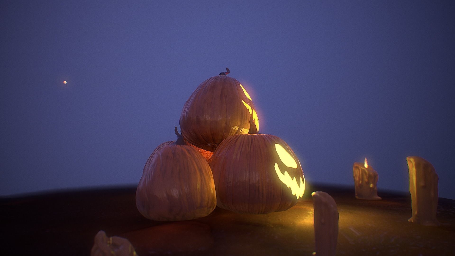 Halloween Pumpkins Low-poly 3D model_6