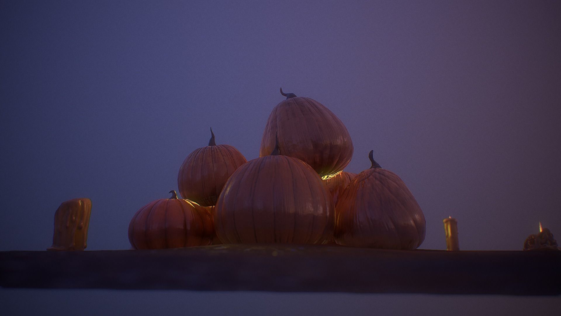 Halloween Pumpkins Low-poly 3D model_11