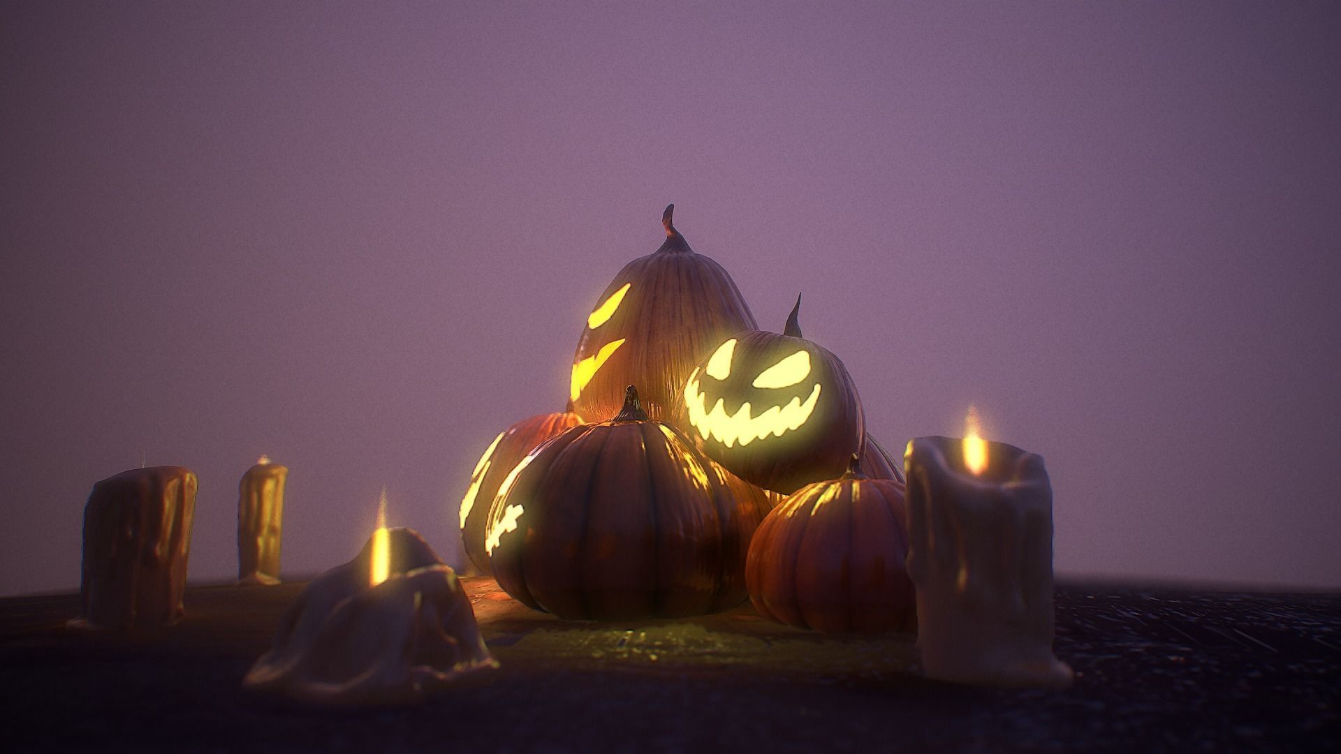 Halloween Pumpkins Low-poly 3D model_16