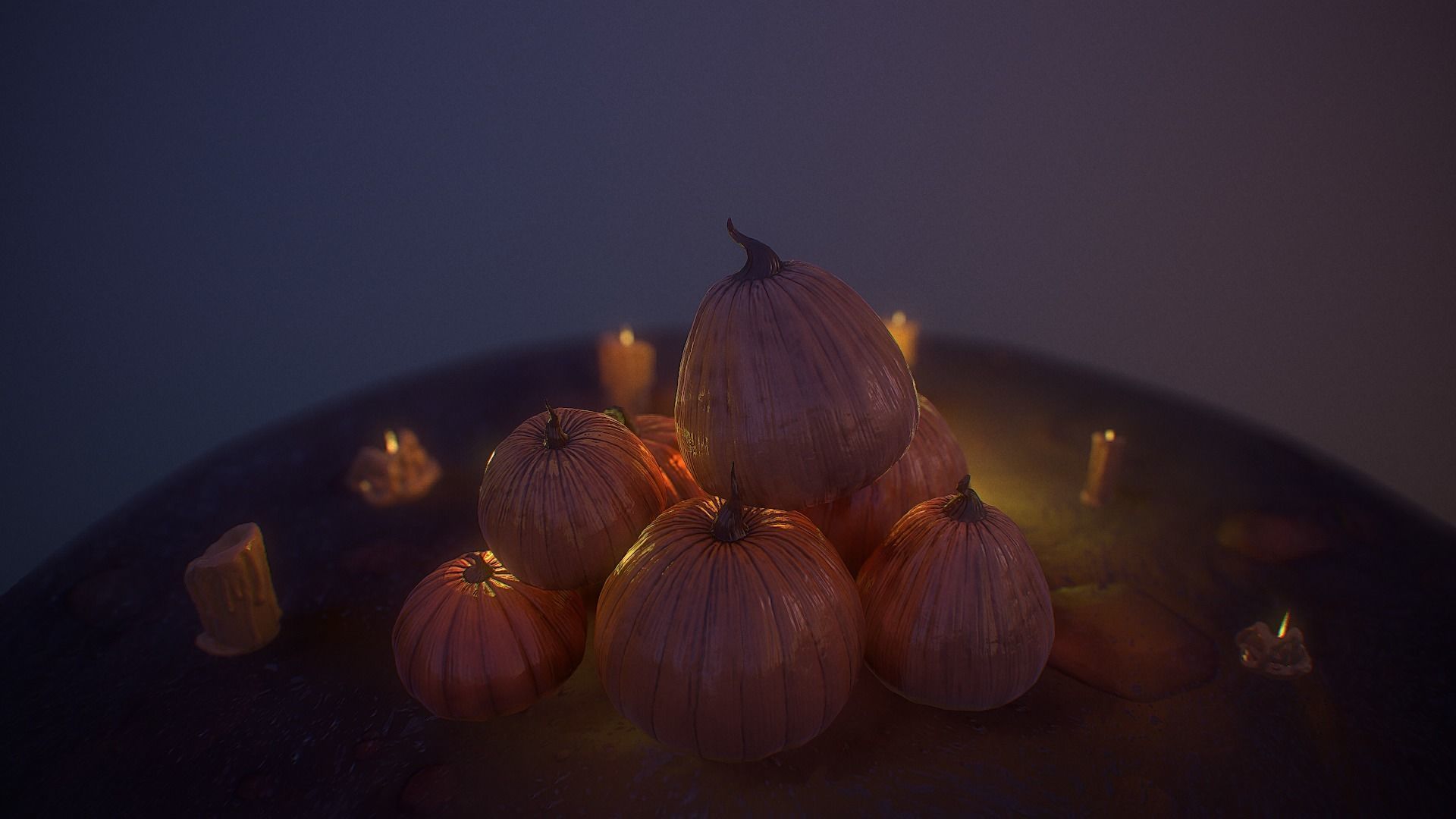 Halloween Pumpkins Low-poly 3D model_12