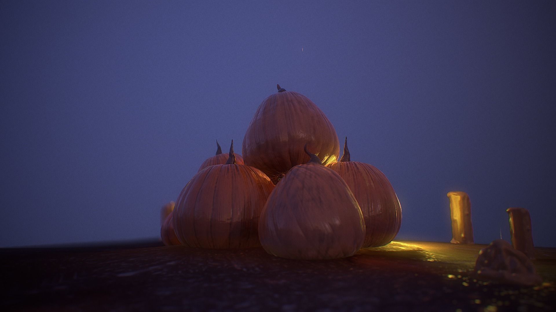 Halloween Pumpkins Low-poly 3D model_9