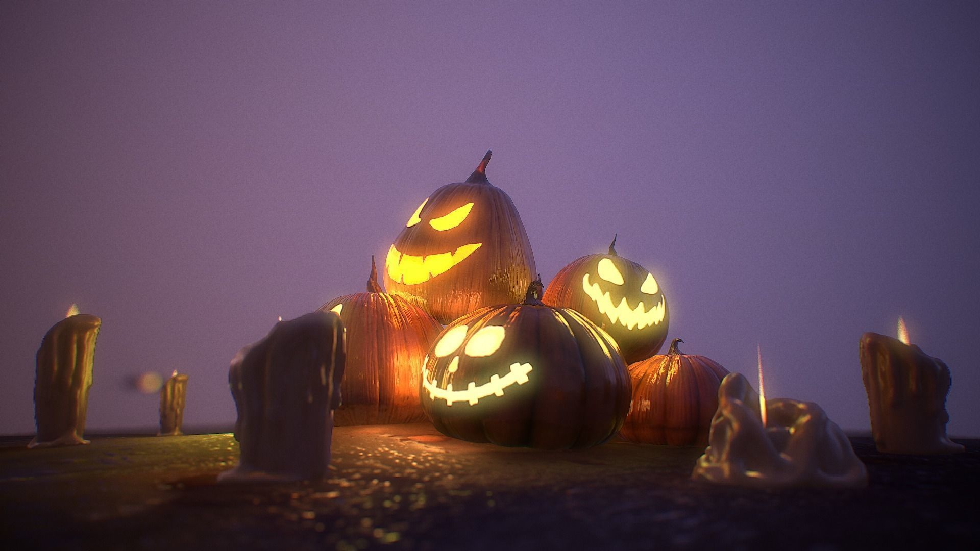 Halloween Pumpkins Low-poly 3D model_18