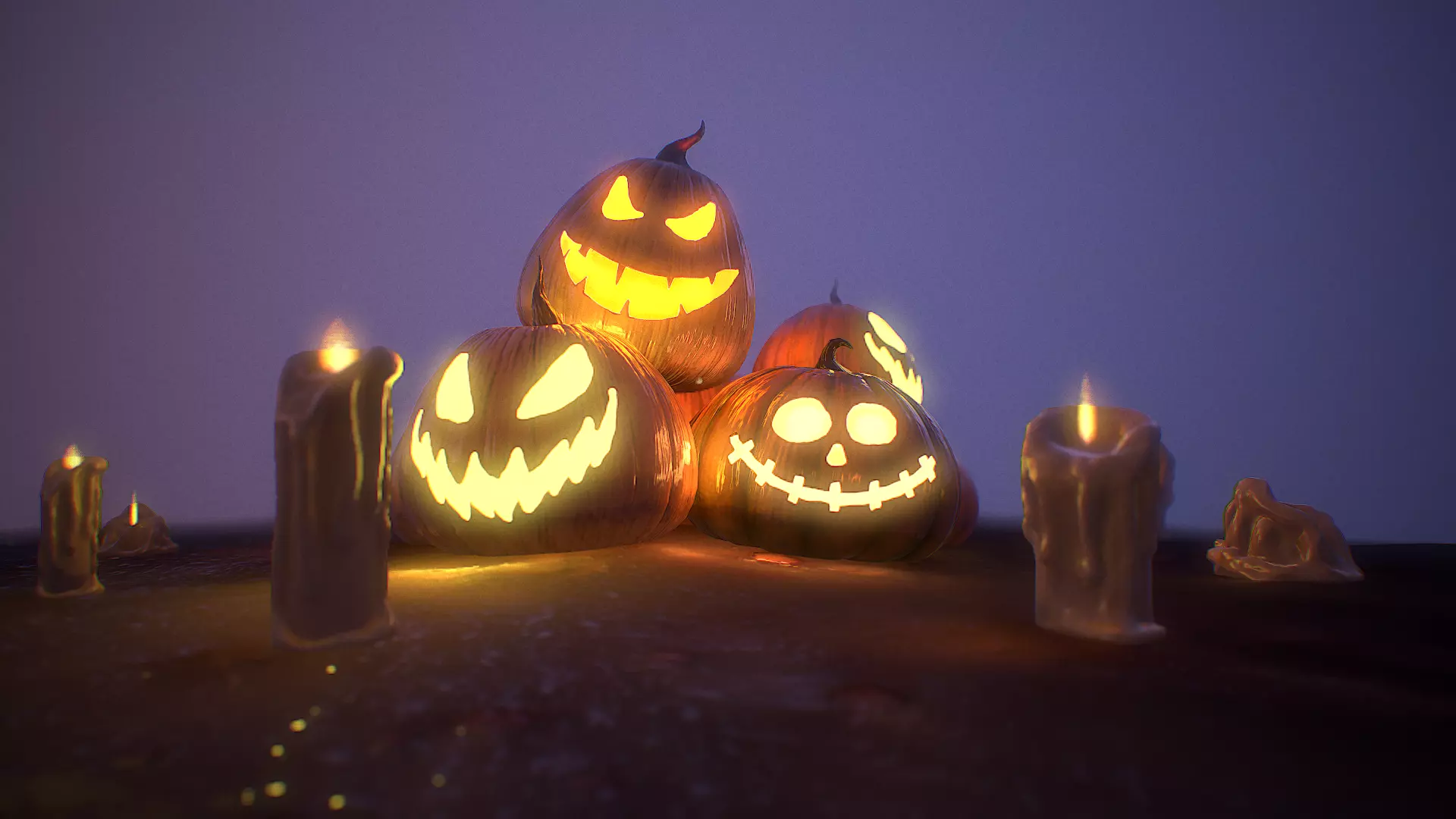 Halloween Pumpkins Low-poly 3D model_0