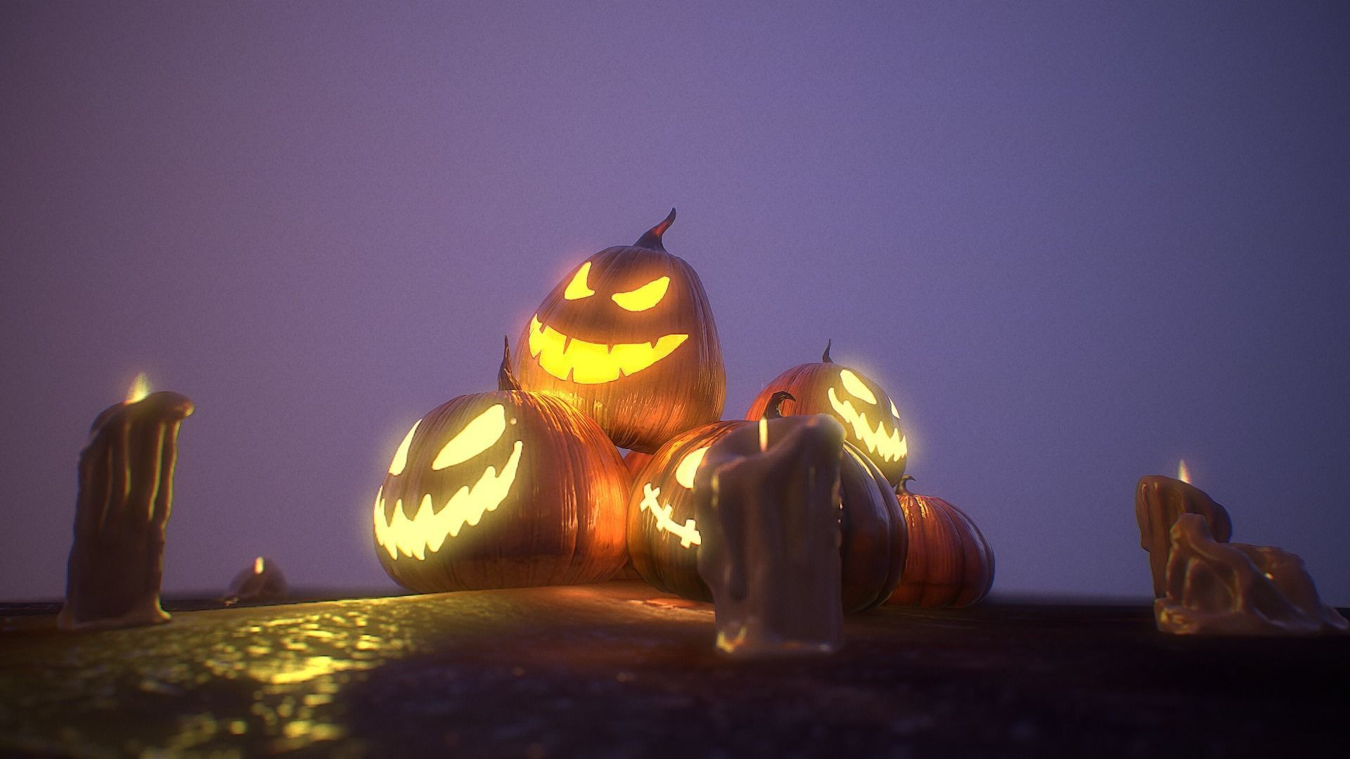 Halloween Pumpkins Low-poly 3D model_19