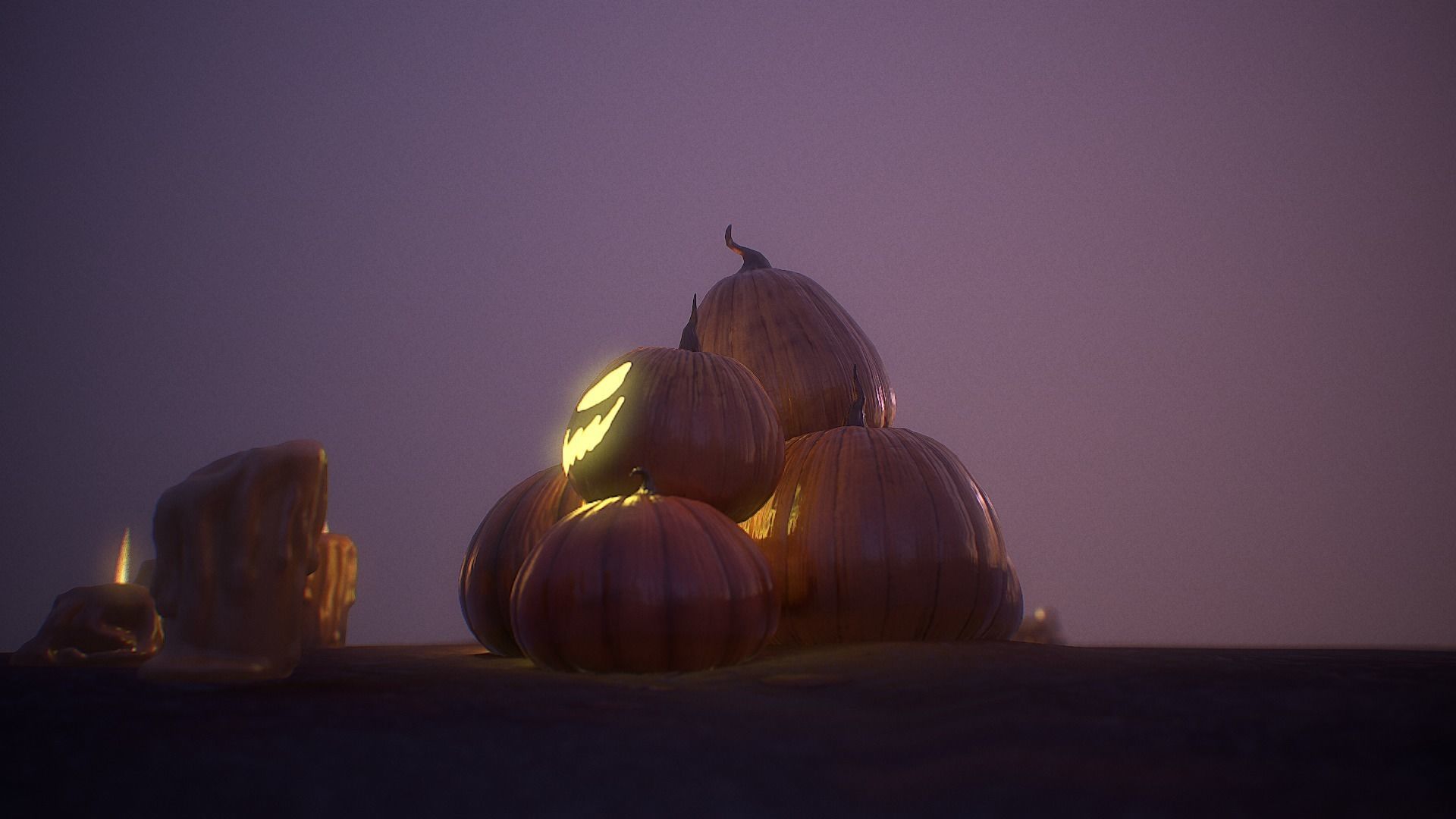 Halloween Pumpkins Low-poly 3D model_14