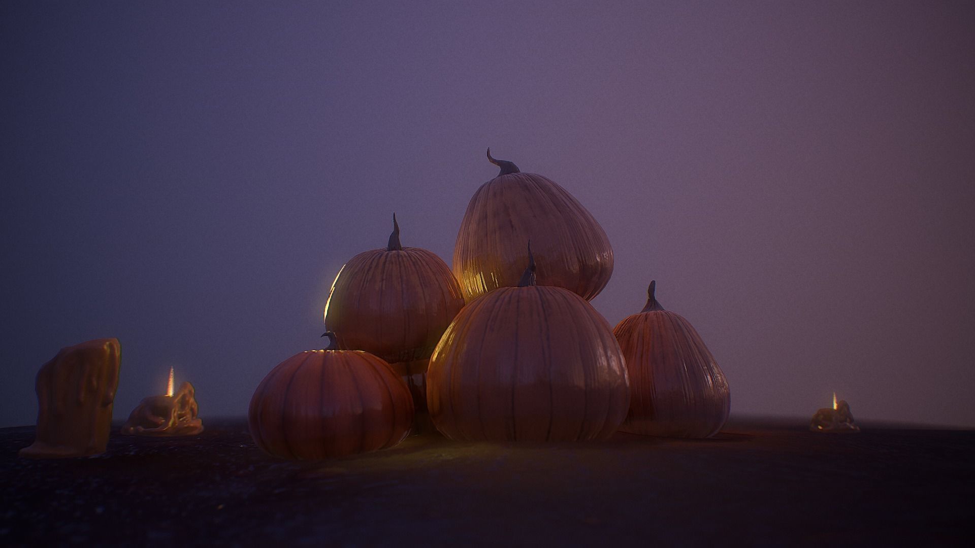 Halloween Pumpkins Low-poly 3D model_13