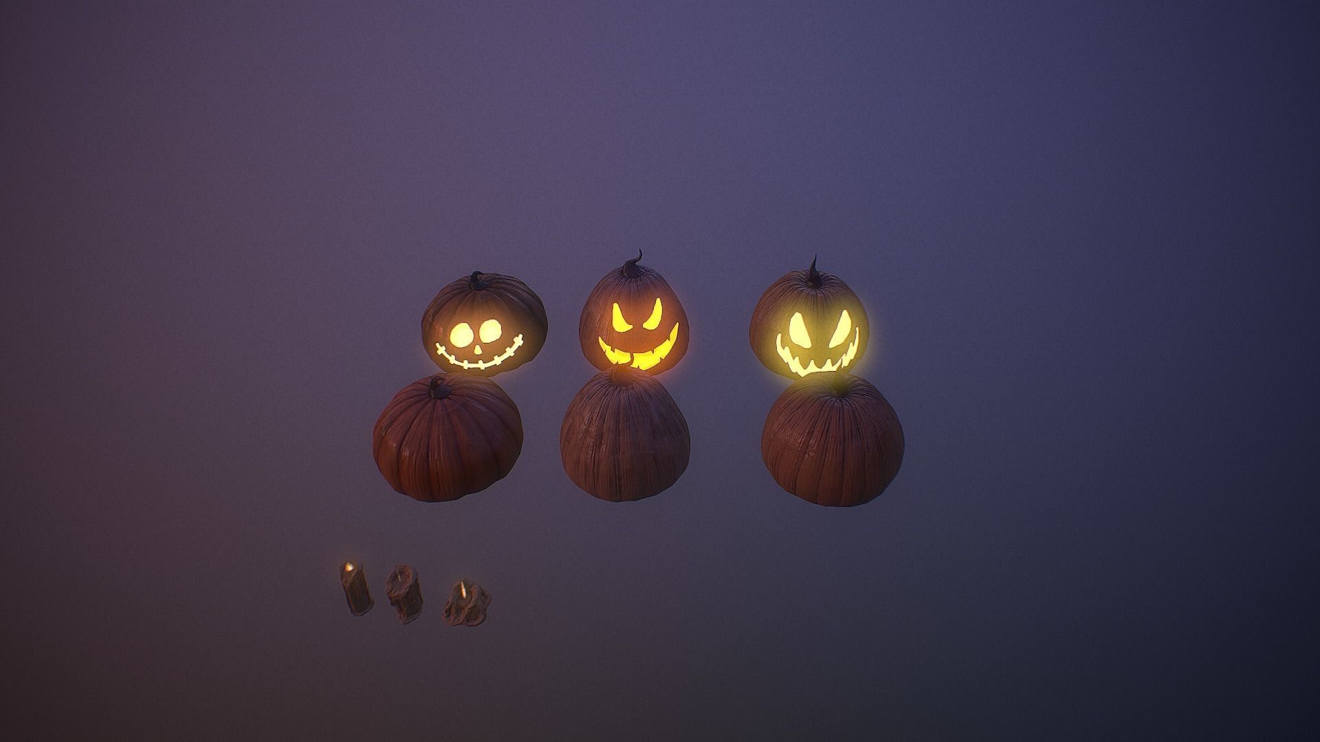 Halloween Pumpkins Low-poly 3D model_8