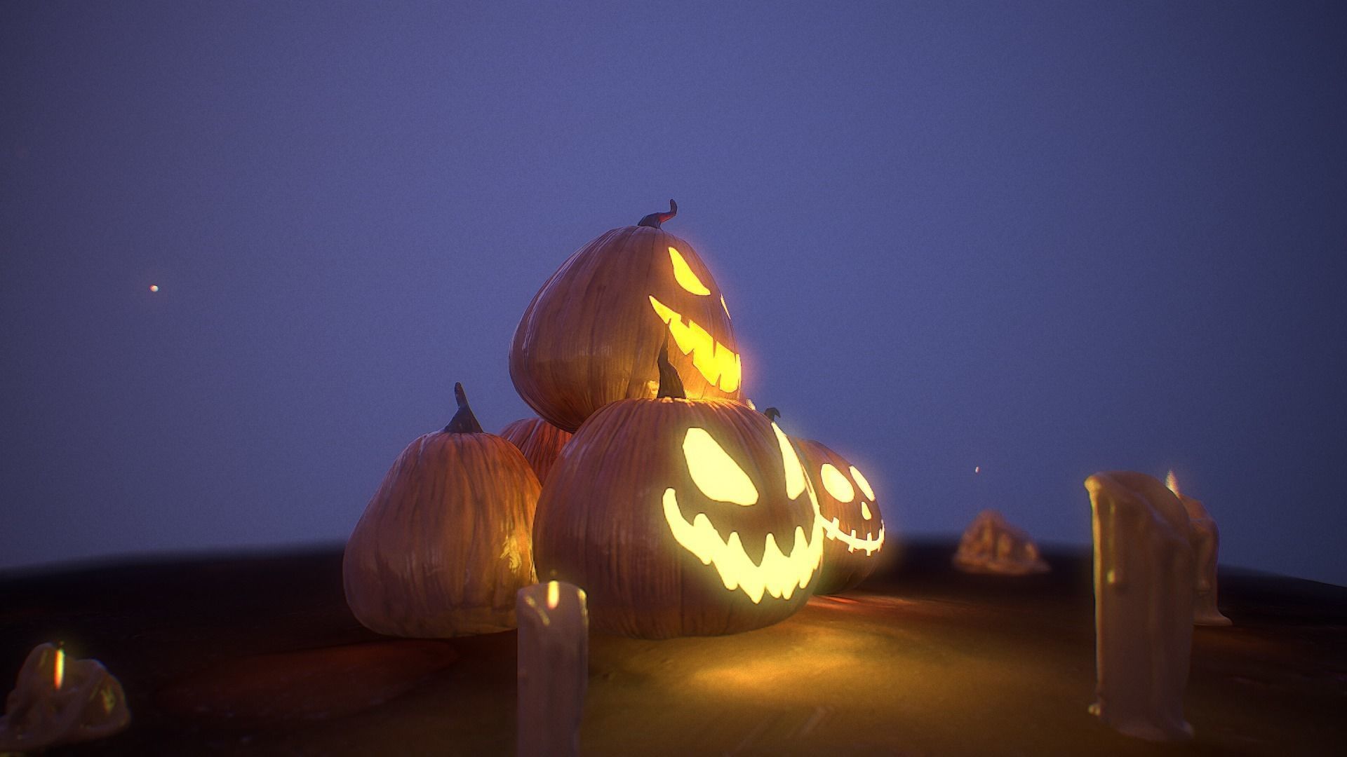 Halloween Pumpkins Low-poly 3D model_5