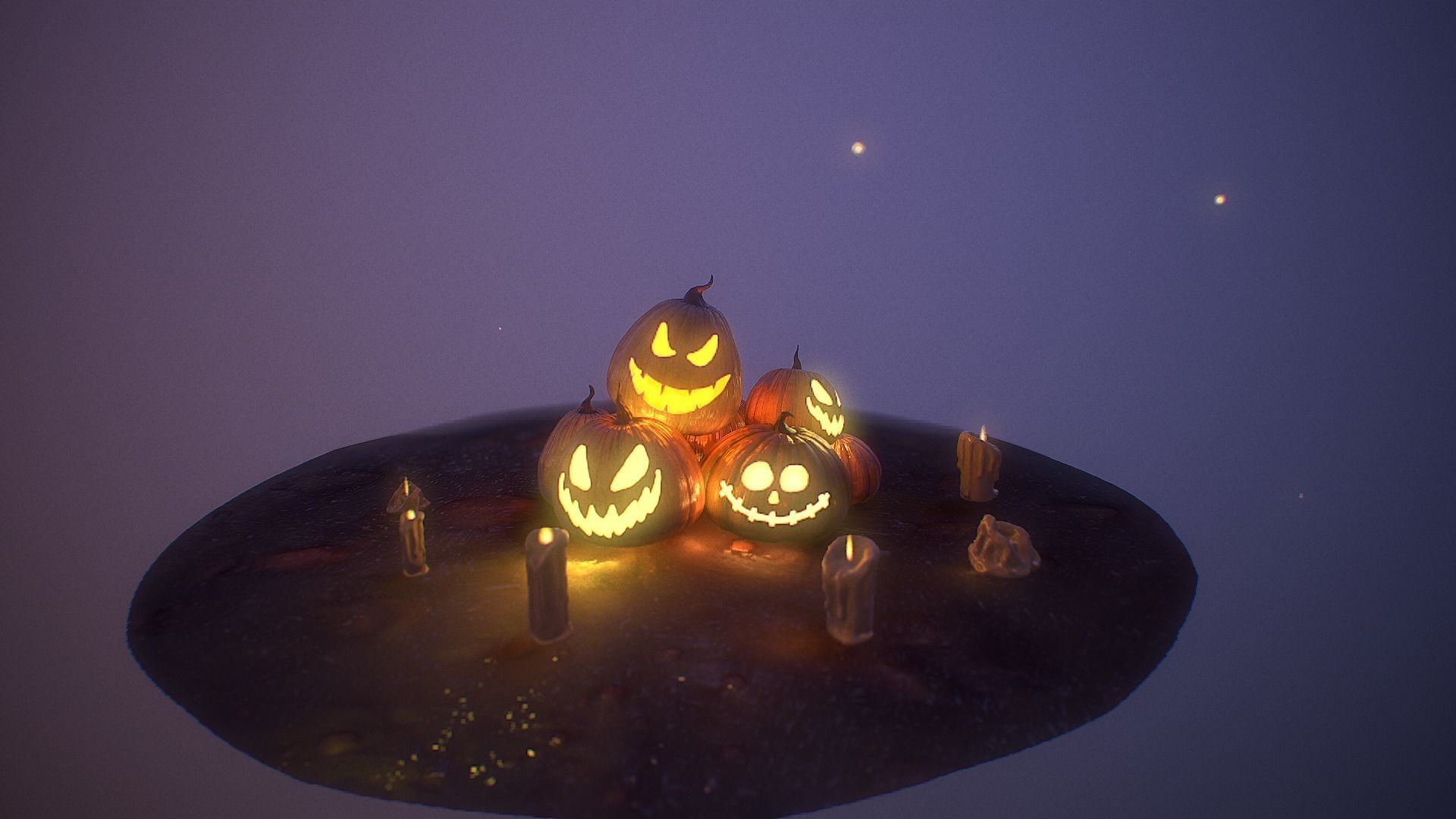 Halloween Pumpkins Low-poly 3D model_21