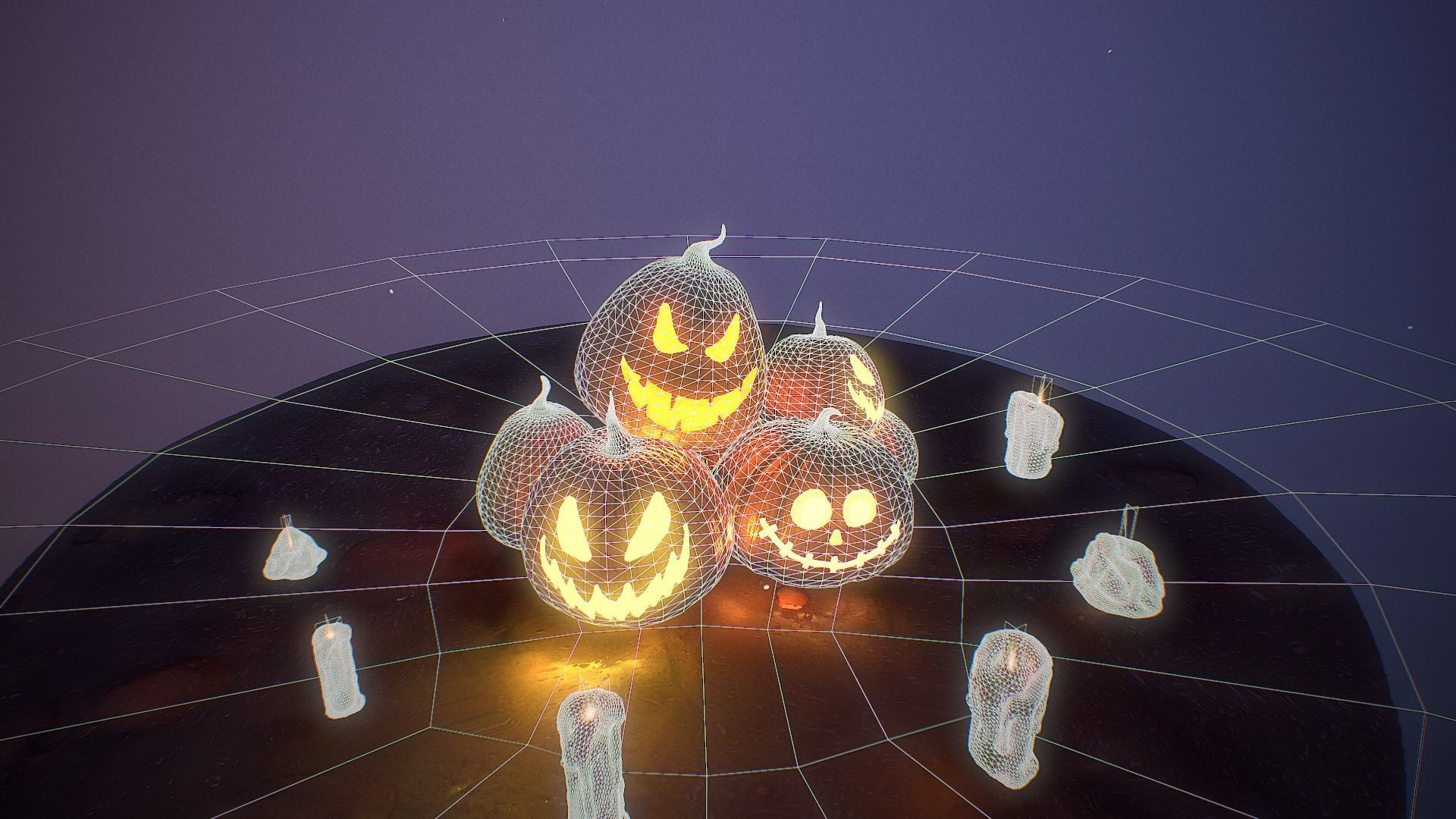 Halloween Pumpkins Low-poly 3D model_30
