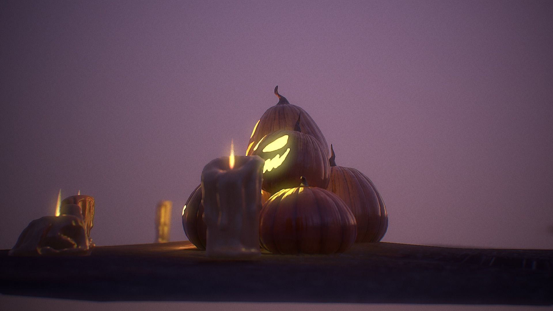 Halloween Pumpkins Low-poly 3D model_15