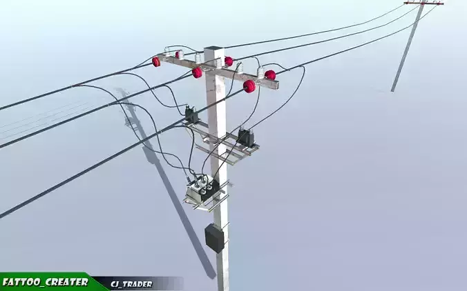 Lowpoly Modular Power line Set 3D model Low-poly 3D model