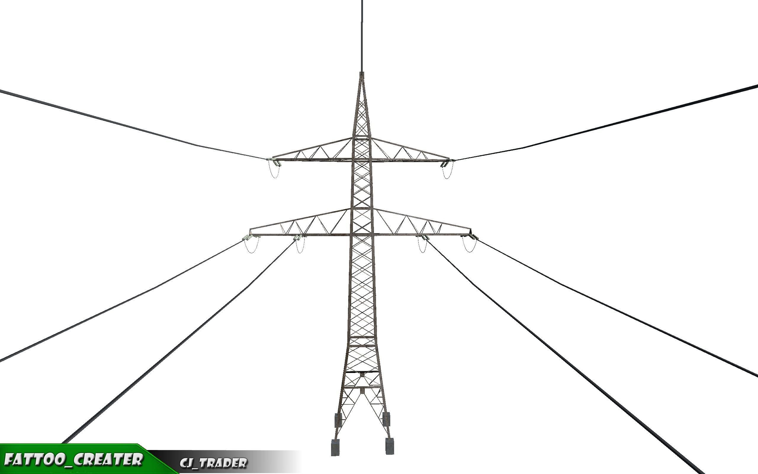 Lowpoly Modular Power line Pole 3D model Low-poly 3D model_4