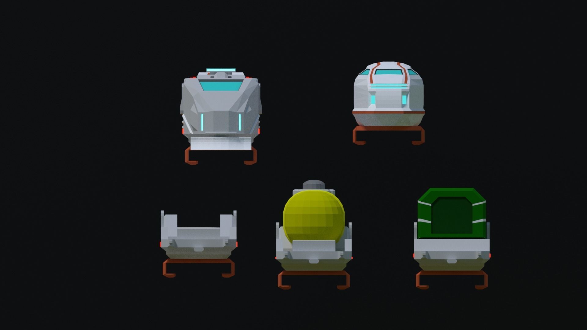 Maglev train low-poly 3D model Free low-poly 3D model_4