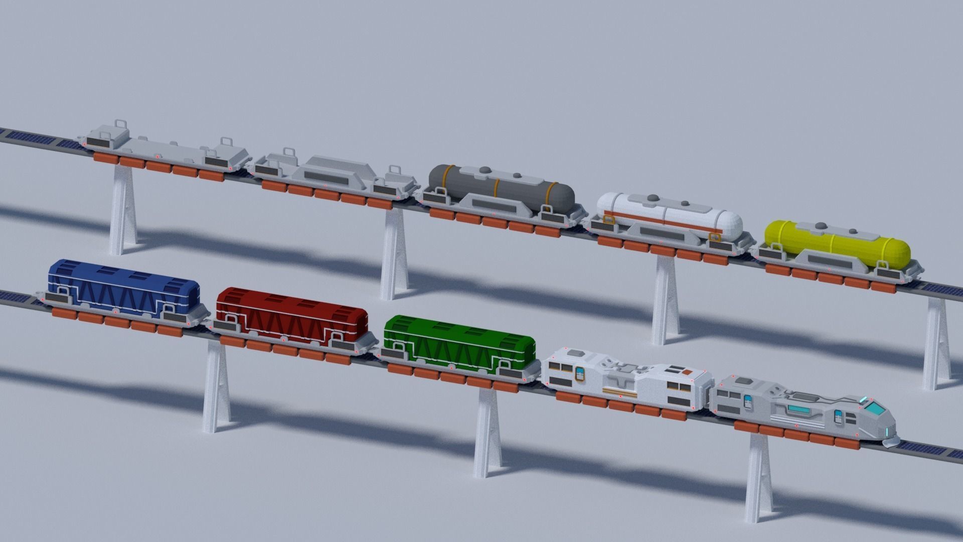 Maglev train low-poly 3D model Free low-poly 3D model_11