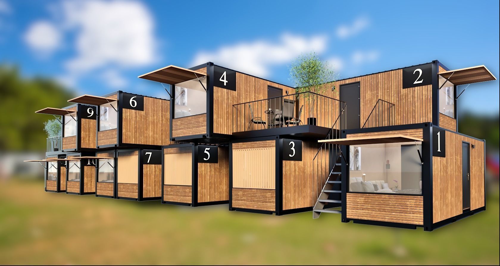 container hotel 3d model Low-poly 3D model_14