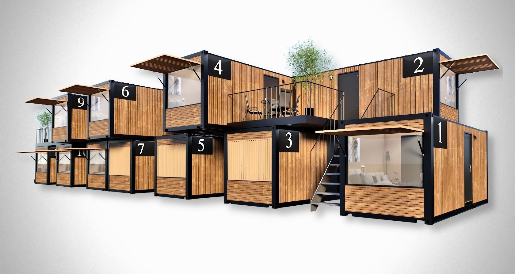 container hotel 3d model Low-poly 3D model_2