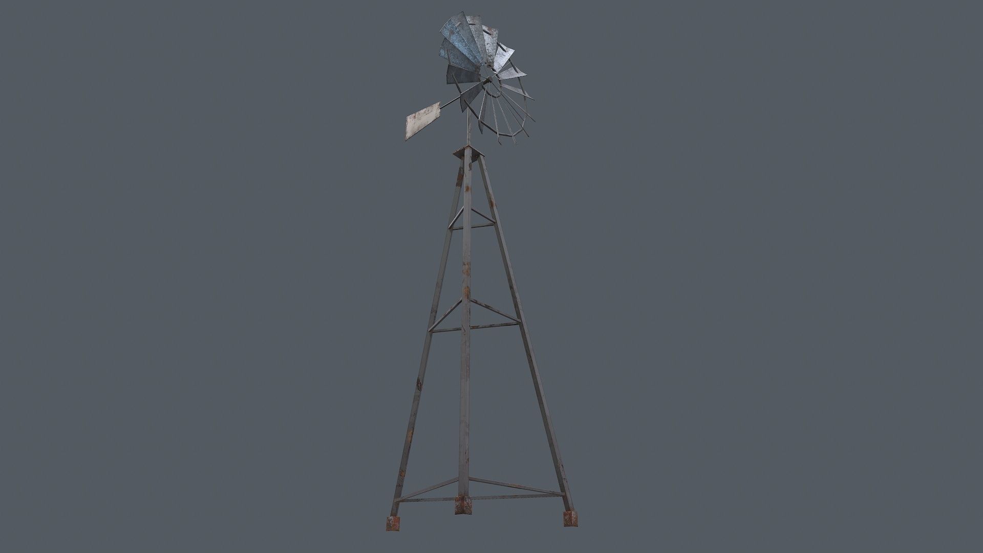 Windmill Game Ready PBR on tripod Low-poly 3D model_6