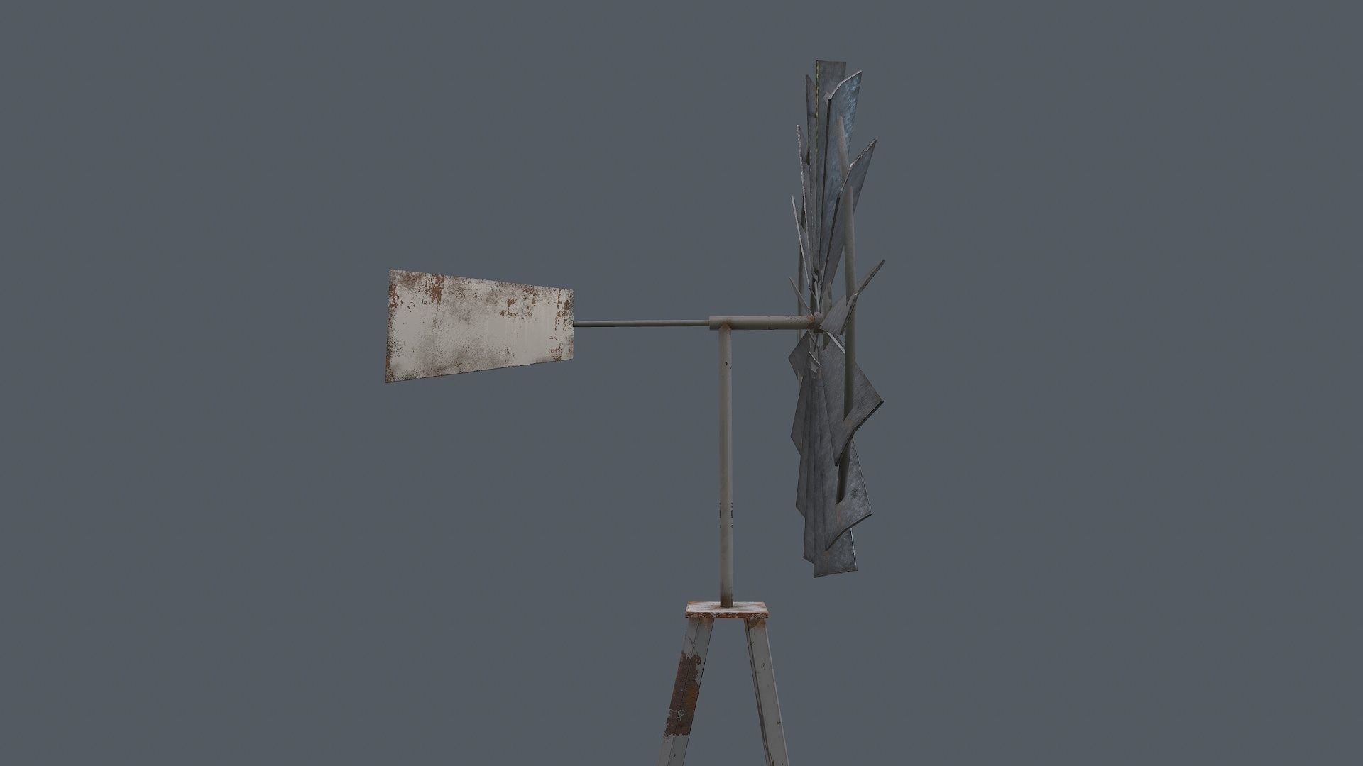 Windmill Game Ready PBR on tripod Low-poly 3D model_4