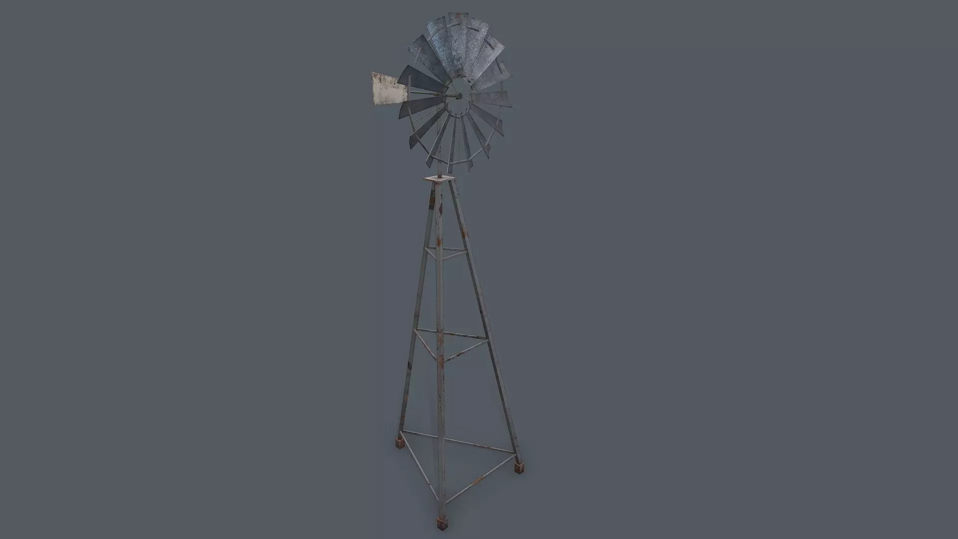 Windmill Game Ready PBR on tripod Low-poly 3D model_0