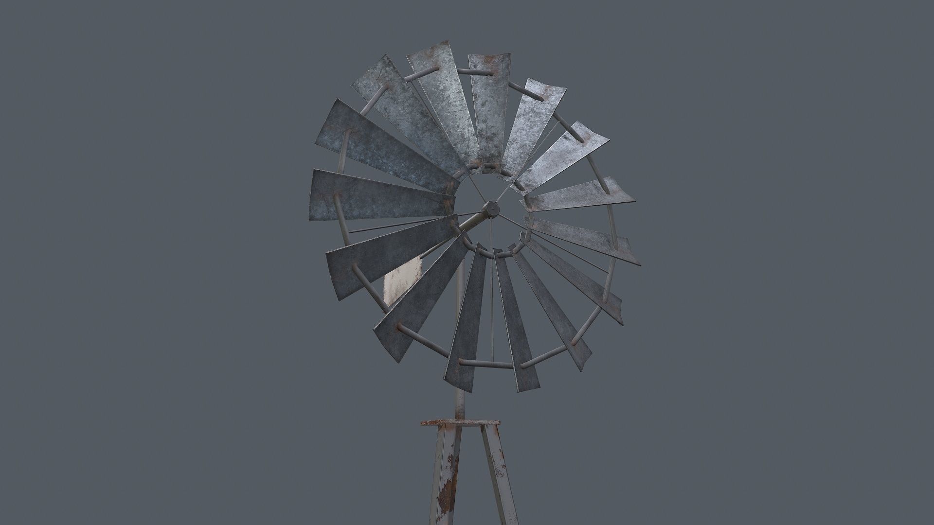 Windmill Game Ready PBR on tripod Low-poly 3D model_3