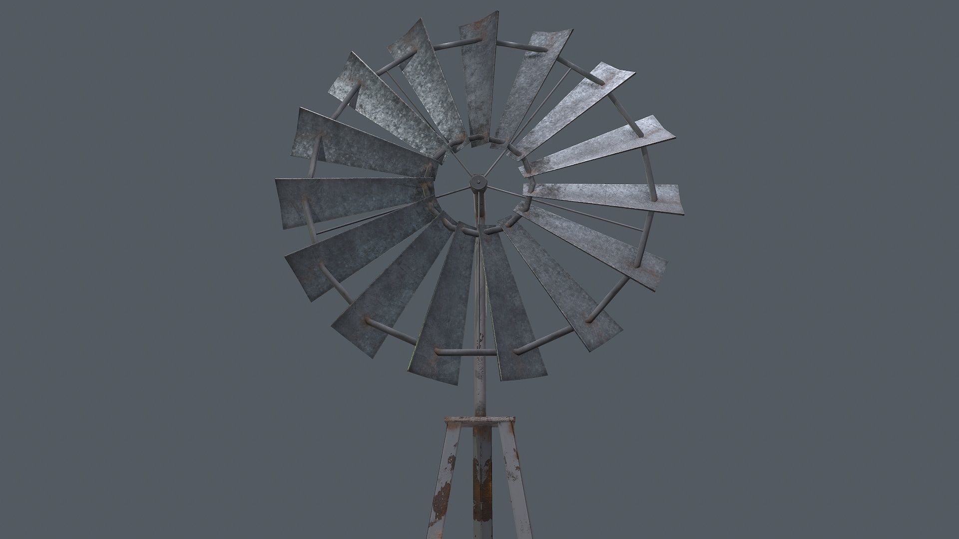 Windmill Game Ready PBR on tripod Low-poly 3D model_5