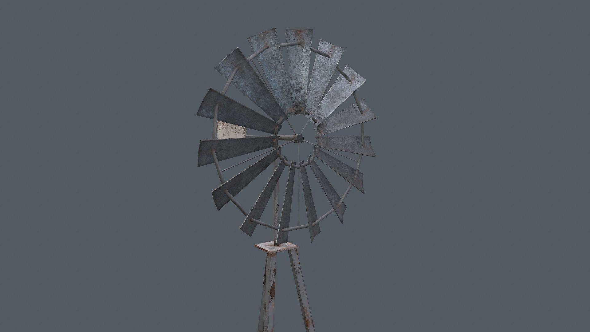 Windmill Game Ready PBR on tripod Low-poly 3D model_1